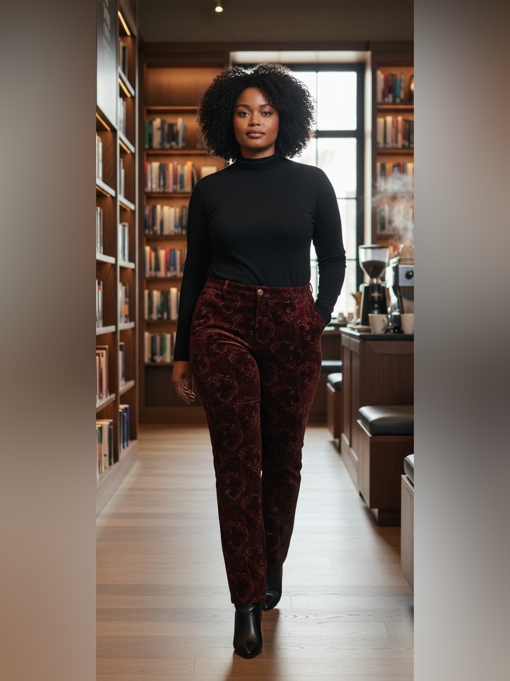 Tribal Women’s Burgundy Paisley Corduroy Pants